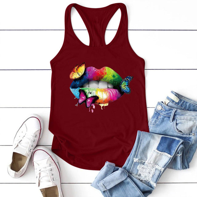 Mehrfarbig bedrucktes Tanktop