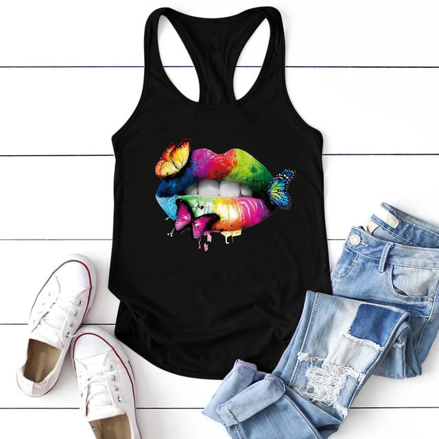 Mehrfarbig bedrucktes Tanktop